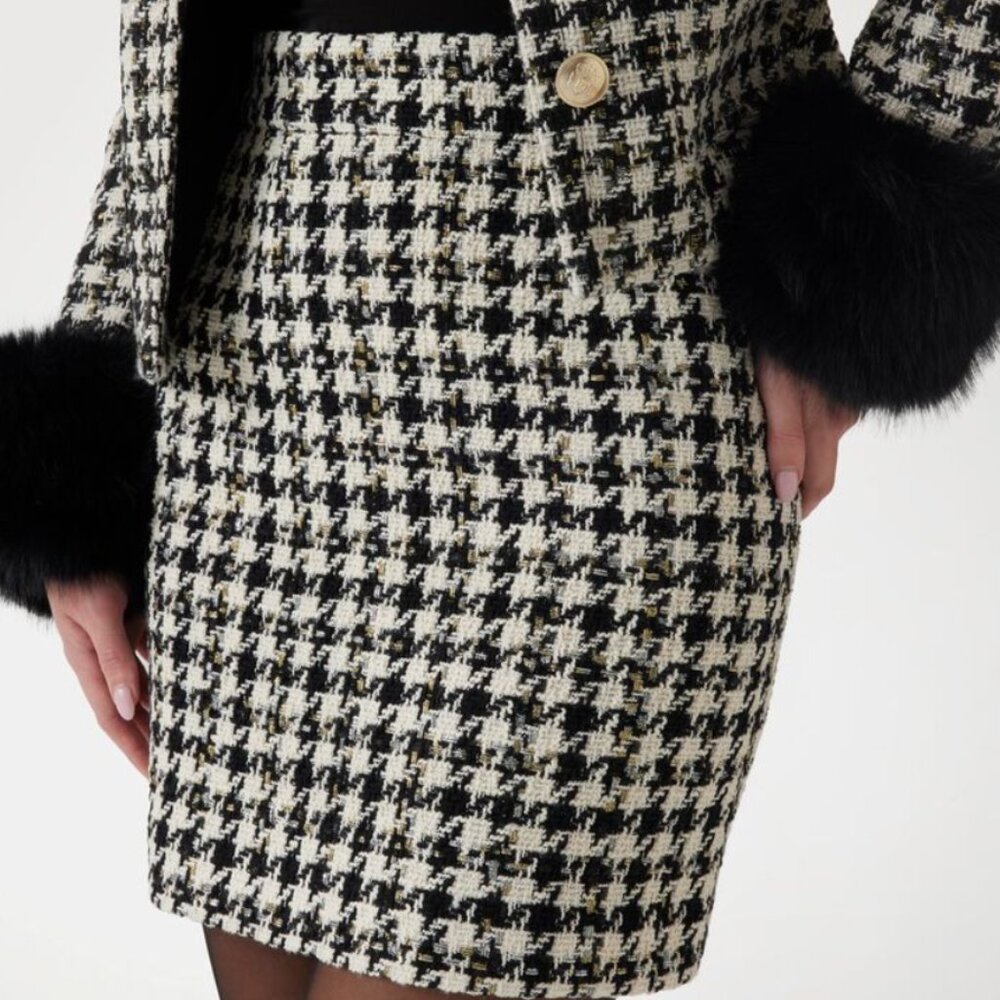 Marciano by Guess Jet Black Multi Secret Tweed Skirt NWT Sz 6